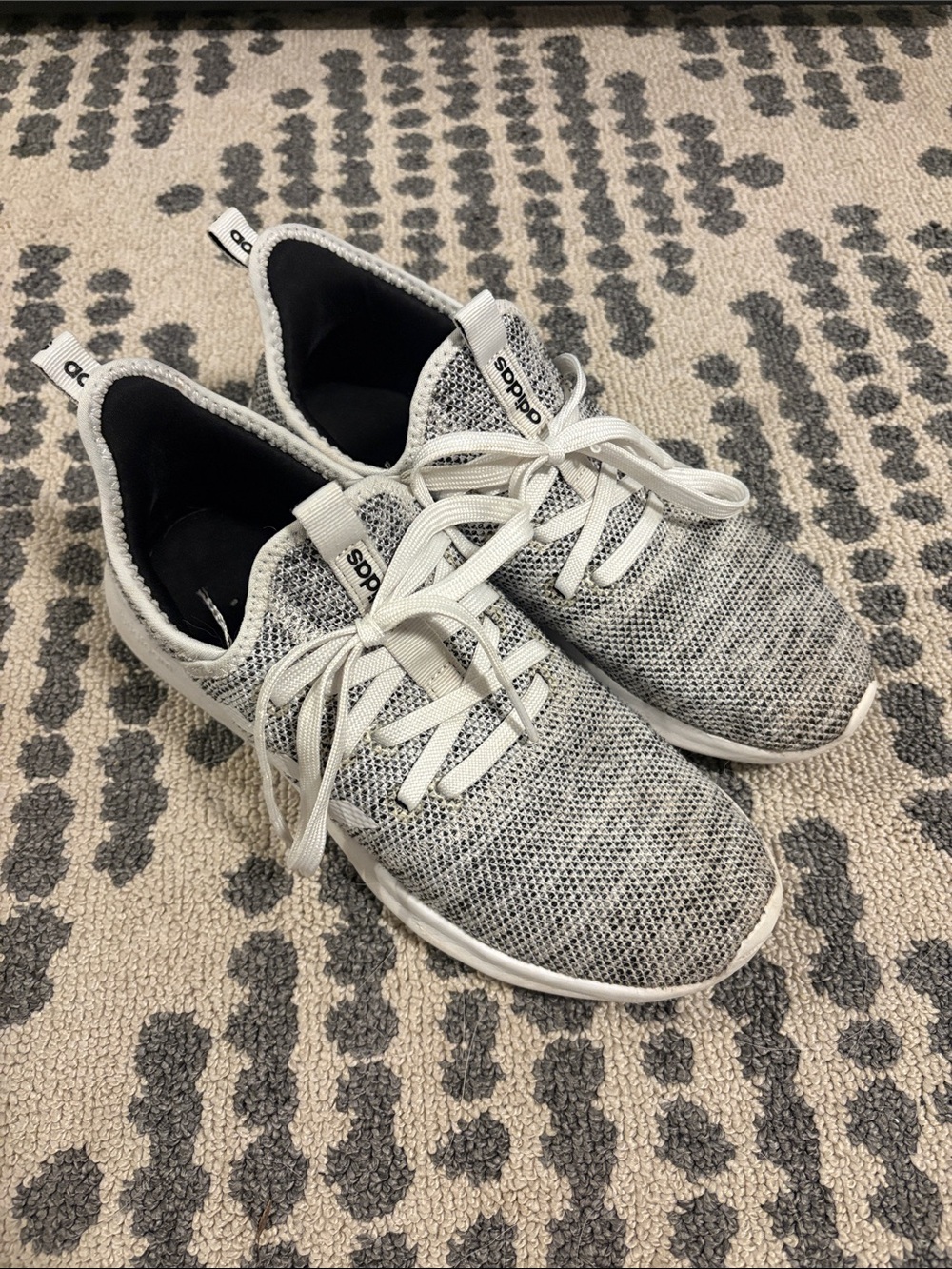 adidas women’s White and Gray Knit Lace-Up Sneakers
